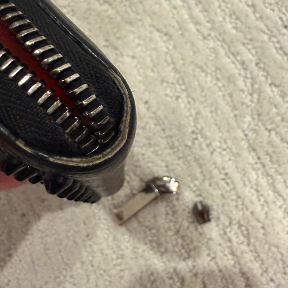 Christian Louboutin studded card coin wallet black red - Picture 9 of 15